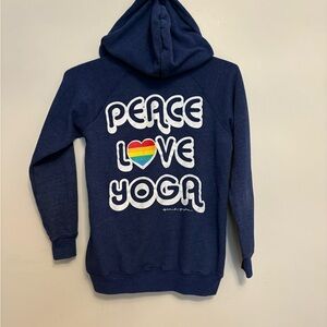 Spiritual Gangster Blue Hoodie with Peace Love Yoga Design